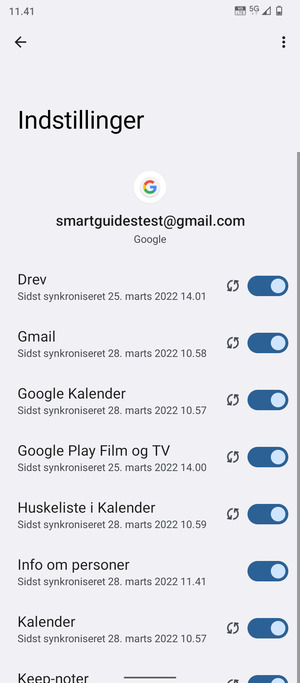 Dine oplysninger vil blive synkroniseret
