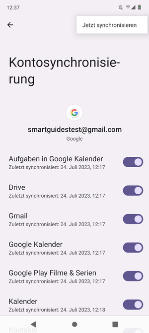 Wählen Sie Jetzt synchronisieren