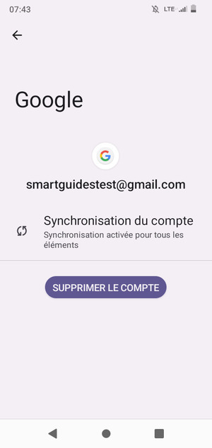 Sélectionnez Synchronisation du compte