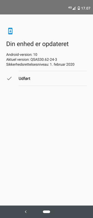 Hvis din telefon er opdateret, vælg Udført