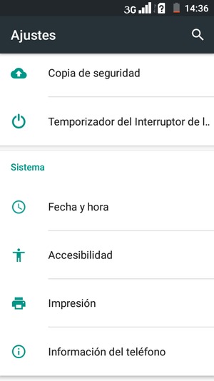 Desplácese y seleccione Información del teléfono