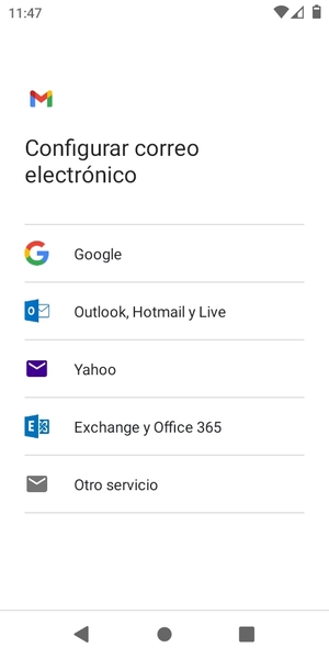 Seleccione Outlook, Hotmail y Live