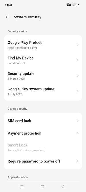 Select SIM card lock