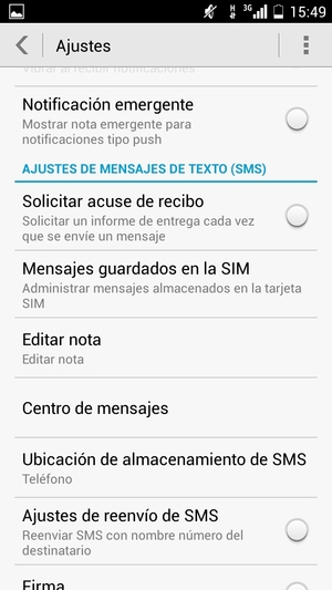 Seleccione Centro de mensajes / Mensajes de texto (SMS)