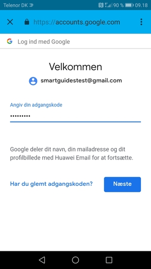 Indtast din Gmail adgangskode og vælg Næste