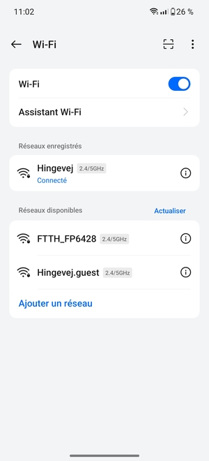 Vous êtes maintenant connecté au réseau Wi-Fi