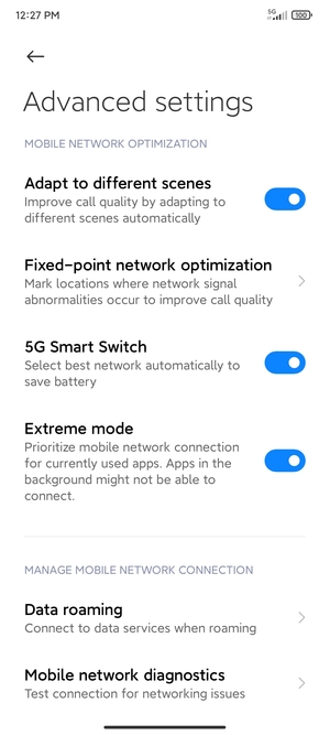 Select Data roaming