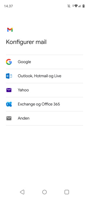 Vælg Outlook, Hotmail og Live