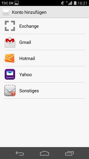 Wählen Sie Gmail/Hotmail oder wählen Sonstiges