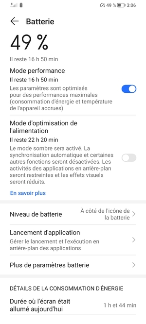 Activer Mode performance