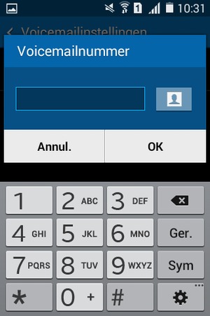 Voer het Voicemailnummer in en selecteer OK