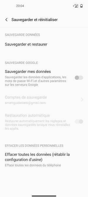 Activer Sauvegarder mes données