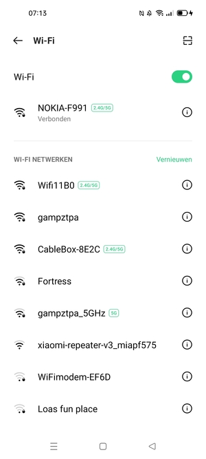 U bent nu verbonden met het WiFi-netwerk