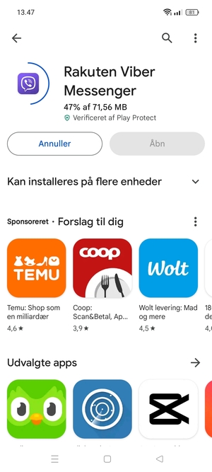 Afvent at installeringen er afsluttet