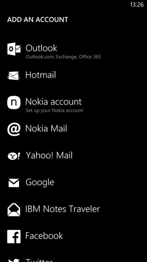 Select Google (Gmail) or Hotmail
