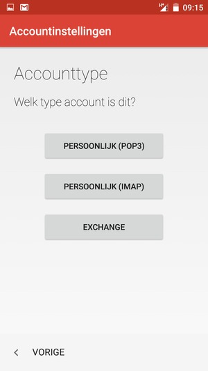 Selecteer PERSONLIJK (POP3) of PERSOONLIJK (IMAP)