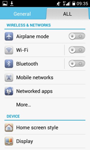 Select ALL and Wi-Fi