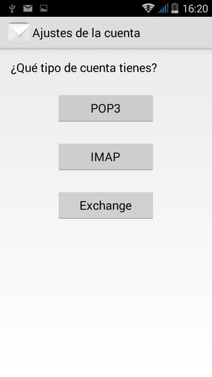 Seleccione POP3 o IMAP