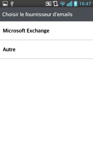 Sélectionnez Microsoft Exchange