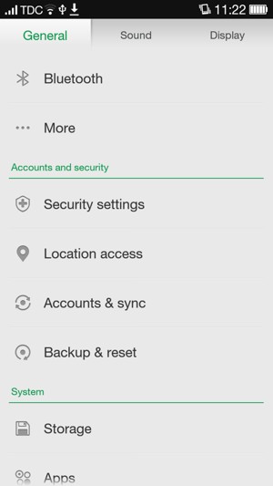 Scroll to and select Security settings