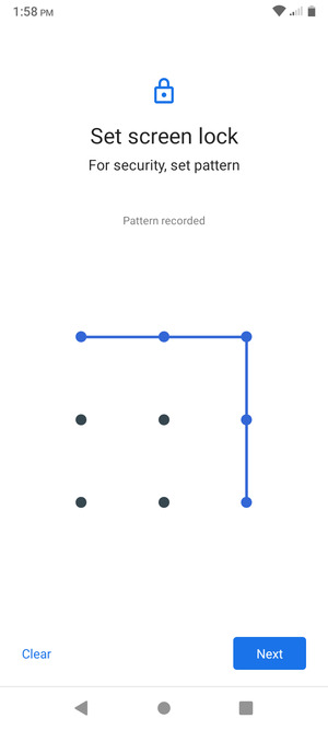 Draw an unlock pattern and select Next
