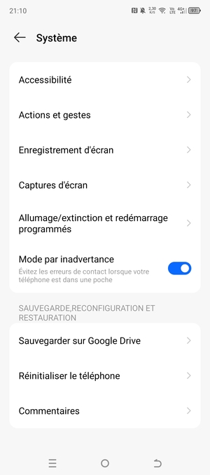 Faites défiler et sélectionnez Sauvegarder sur Google Drive