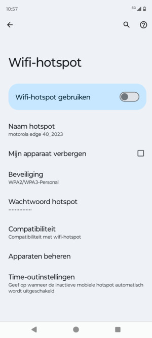 Selecteer Wactwoord hotspot