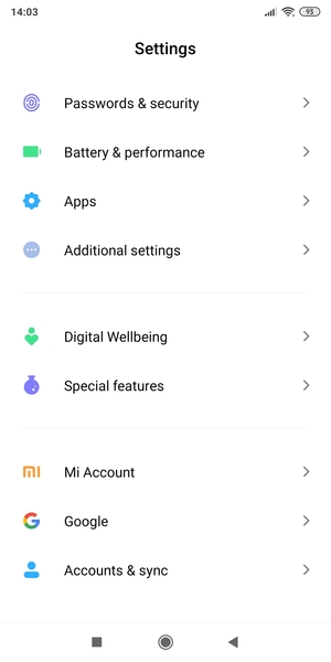Return to the Settings menu and select Accounts & sync