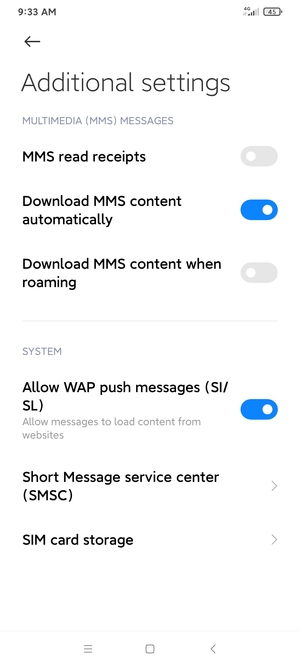 Select Short Message service center (SMSC)