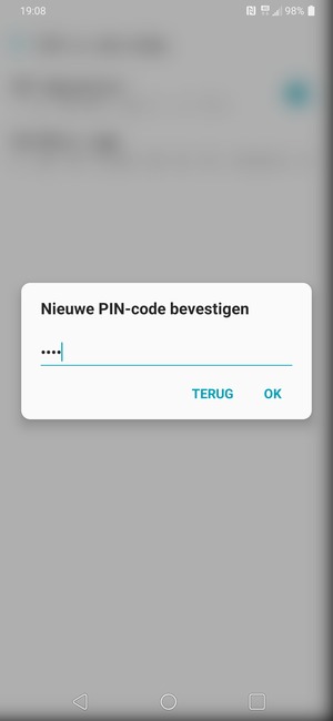 Bevestig uw nieuwe Pincode en selecteer OK