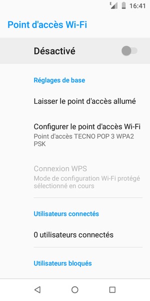 Activer le Point d'accès Wi-Fi