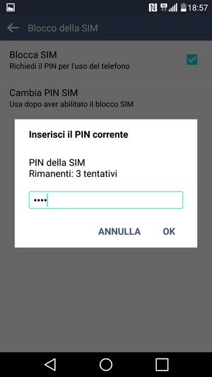 Inserisci PIN della SIM corrente e seleziona OK