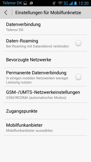 Wählen Sie GSM-/UMTS-Netzwerkeinstellungen