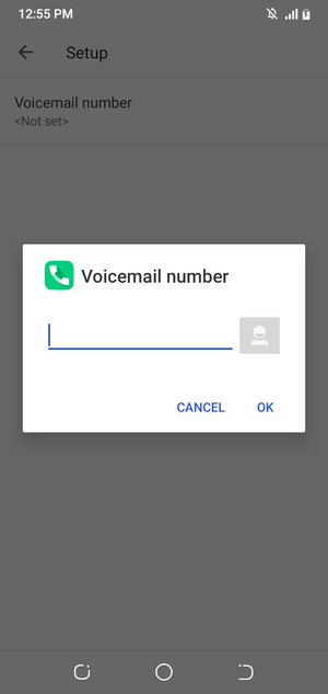 Enter Voicemail number and select OK