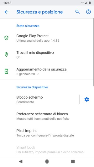 Per attivare il blocco dello schermo, vai al menu Sicurezza e posizione e seleziona Blocco schermo