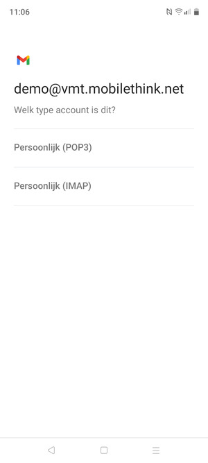 Selecteer Persoonlijk (POP3) of Persoonlijk (IMAP)