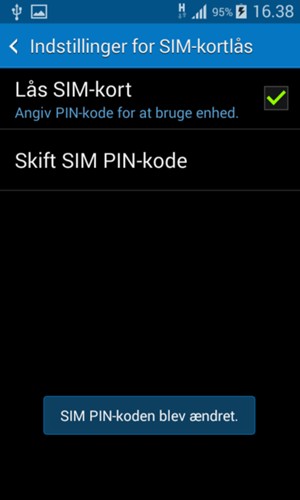 Din PIN-kode til SIM er nu ændret