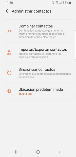 Seleccione Importar/Exportar contactos