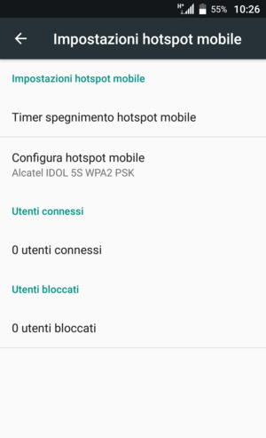 Seleziona Configura hotspot mobile