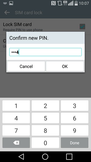 Confirm your new SIM PIN and select OK