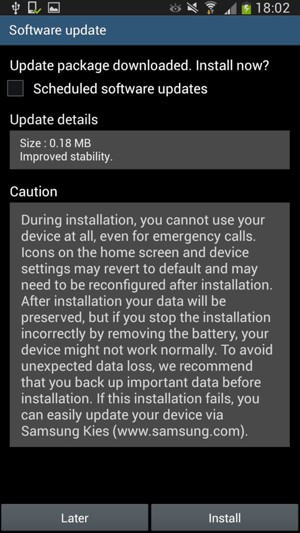 If your phone is not up to date, select Install