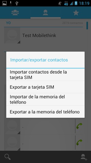 Seleccione Importar contactos desde la tarjeta SIM