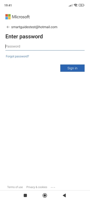 Enter your  Hotmail password and select Sign in