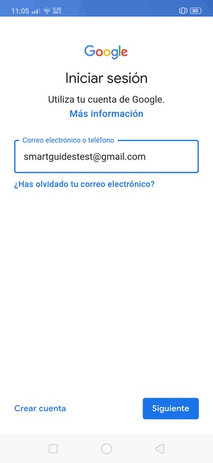 Introduzca su dirección de Gmail y seleccione Siguiente