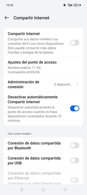 Seleccione Ajustes del punto de acceso