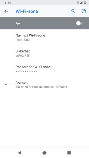 Velg Passord for Wi-Fi-sone