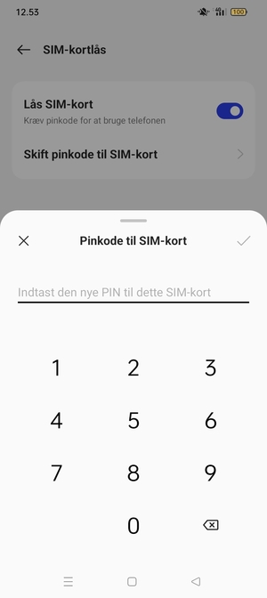 Indtast din Nye PIN-kode til SIM-kort og vælg OK