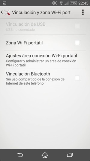 Seleccione Ajustes área conexión Wi-Fi portátil