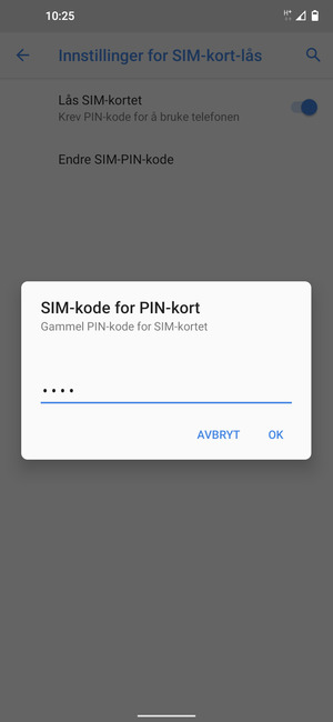 Skriv inn din gammel PIN-kode for SIM-kort og velg OK