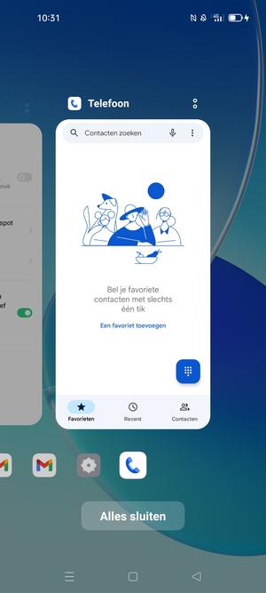 Selecteer Alles sluiten om alle actieve apps te sluiten